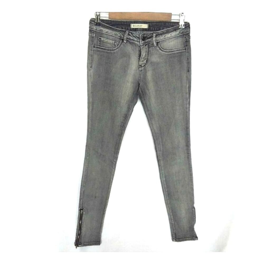 BullHead Black Gray Ankle Zip Skinny Jeans Size 5